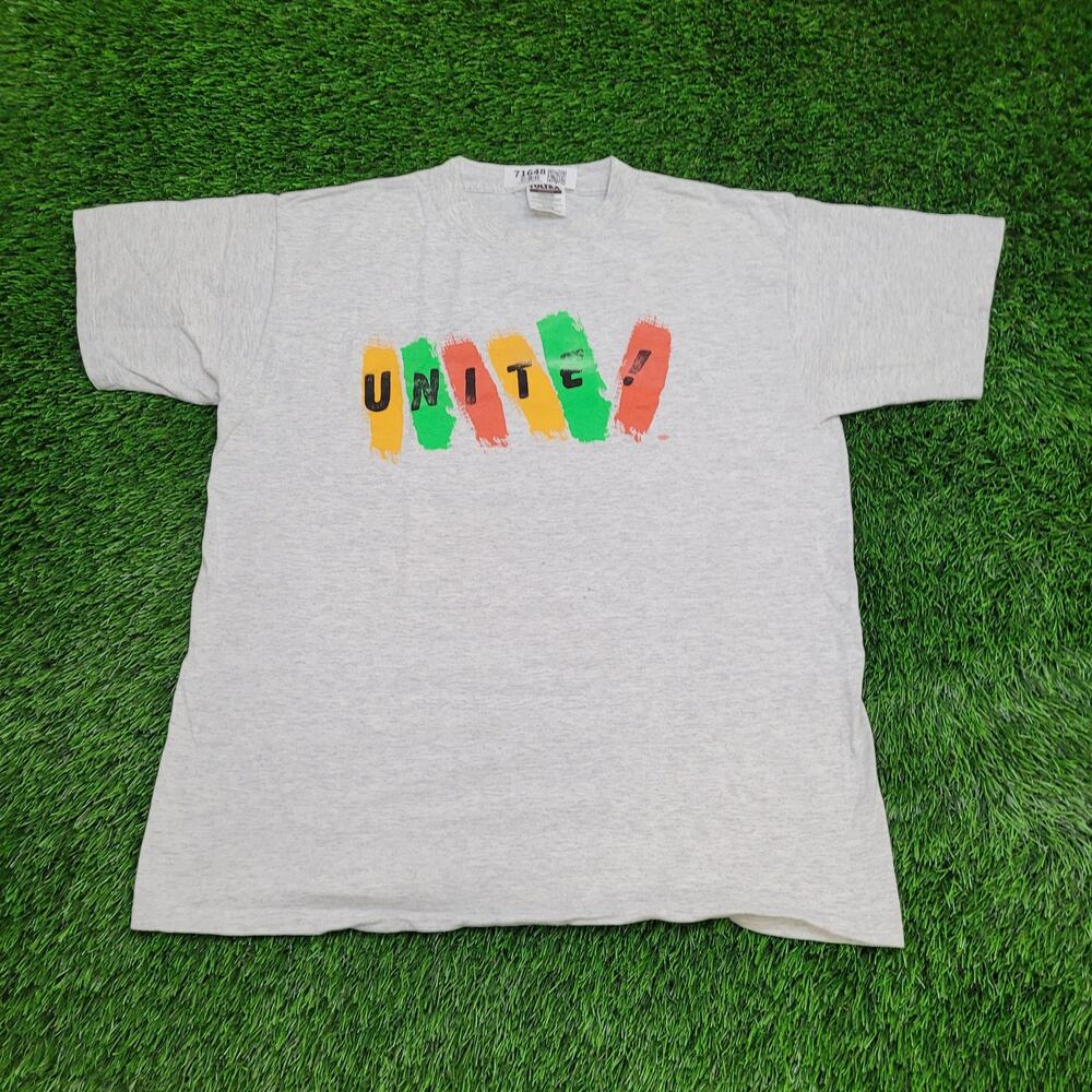 Vintage 90s Tultex Statement Shirt XL 23x29 Gray USA